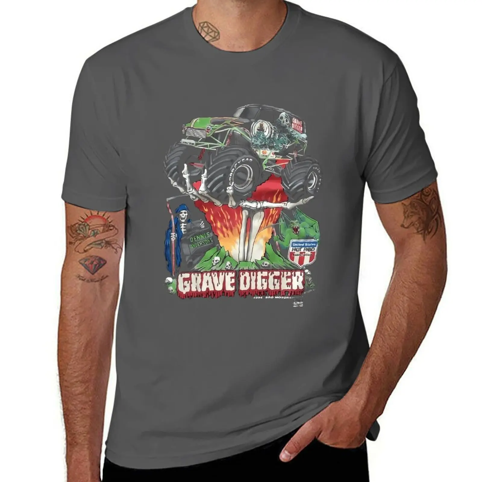 Grave Digger Dennis Racing Hype Vintage T-Shirt cotton t shirt man t shirts for man graphic tees man t shirts graphic T-Shirt