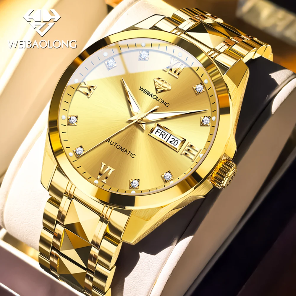 WEIBAOLONG Mechanical Men's Watch Genuine Original Imported Automatic Movement Luxury Wristwatch Calendar