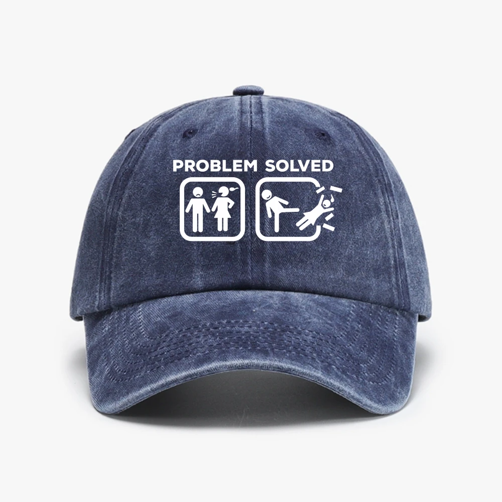 Arrival Problem Divorced Solved Funny Divorce Quote Wife Husband Printed Baseball Cap Humor Joke Graphic Casual Fashion Man hat