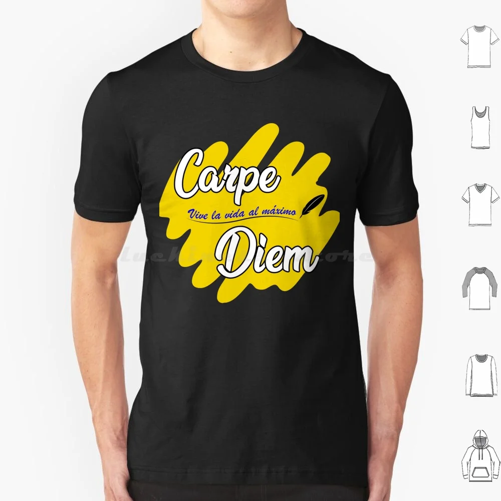 Copia De camiseta "Carpe Diem" camiseta talla grande 100% algodón Carpe Diem vidas latinas Life Max Pen Igna Designs Nach Shop amarillo
