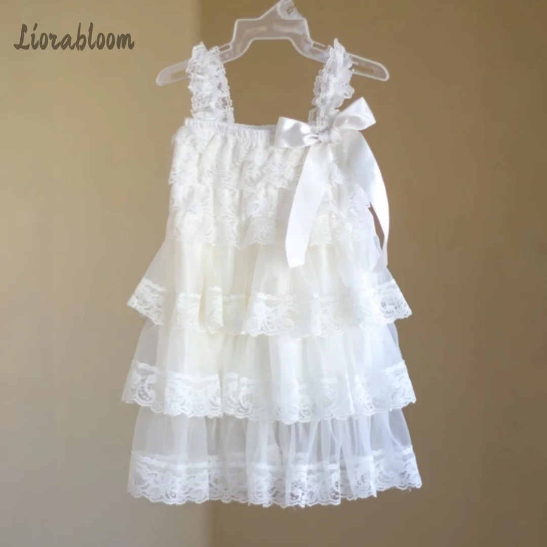 

Girls' Lace Tulle Formal Dress Lace-Trimmed Spaghetti-Strap Dress Custom Fairy Flower Girl Gown Wedding Attire свадебное платье
