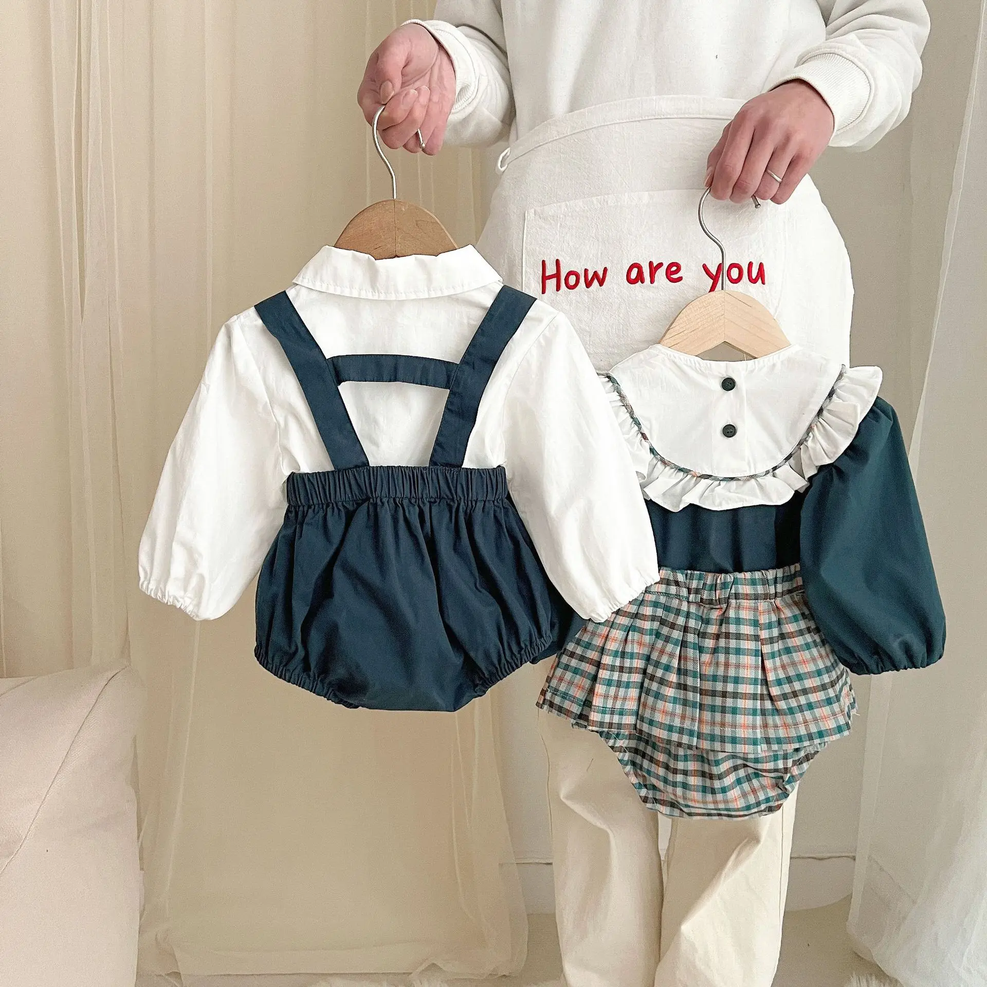 Spring Baby's Sets Boy Girl A-class Cotton Preppy Style Set Baby Color Blocked Clothes Newborn Baby Girl Clothes