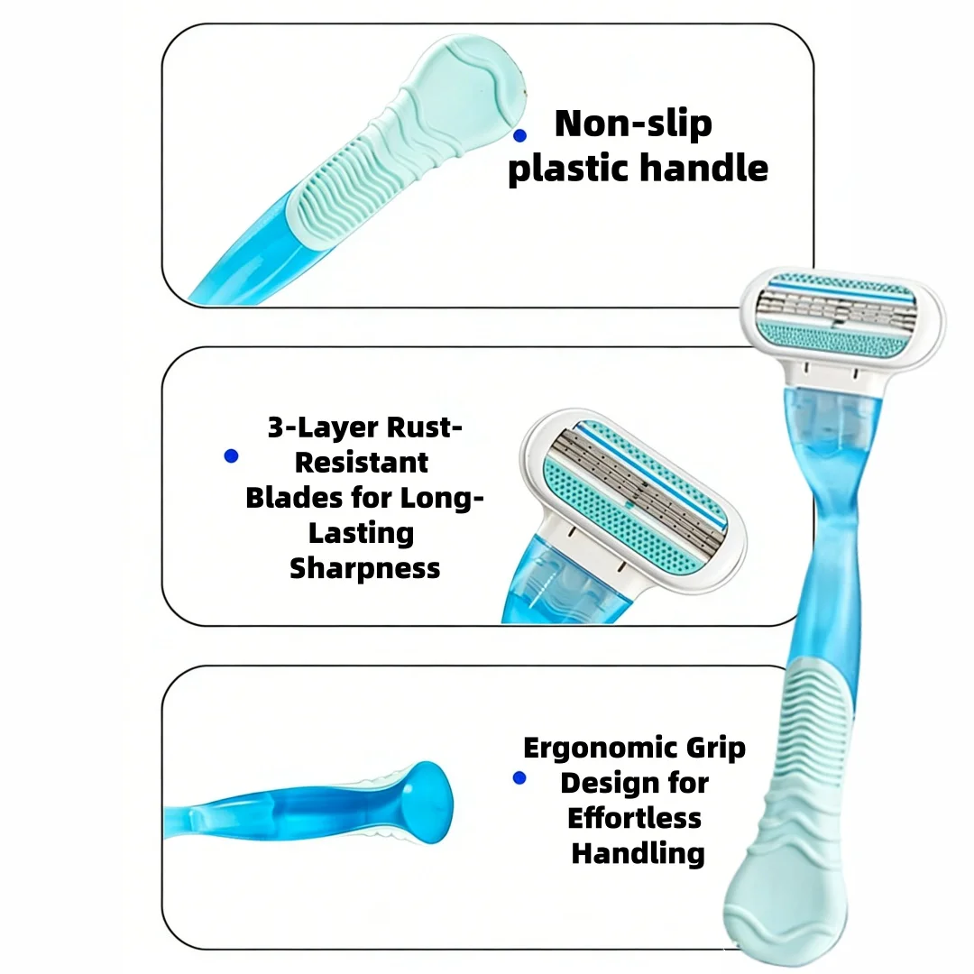 Safety Razor Blades Women Beauty Bikini Hair Removal Shaving Blades Set Shaver 3-Layer Replacement Heads ﻿