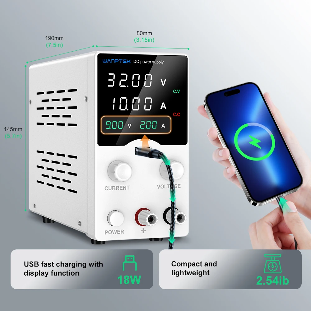 Wanptek مختبر تيار مستمر امدادات الطاقة قابل للتعديل 30 فولت 5A 30 فولت 10A 60 فولت 5A 120 فولت 3A مع USB الناتج عرض التيار المتناوب 220 فولت مقاعد البدلاء امدادات الطاقة