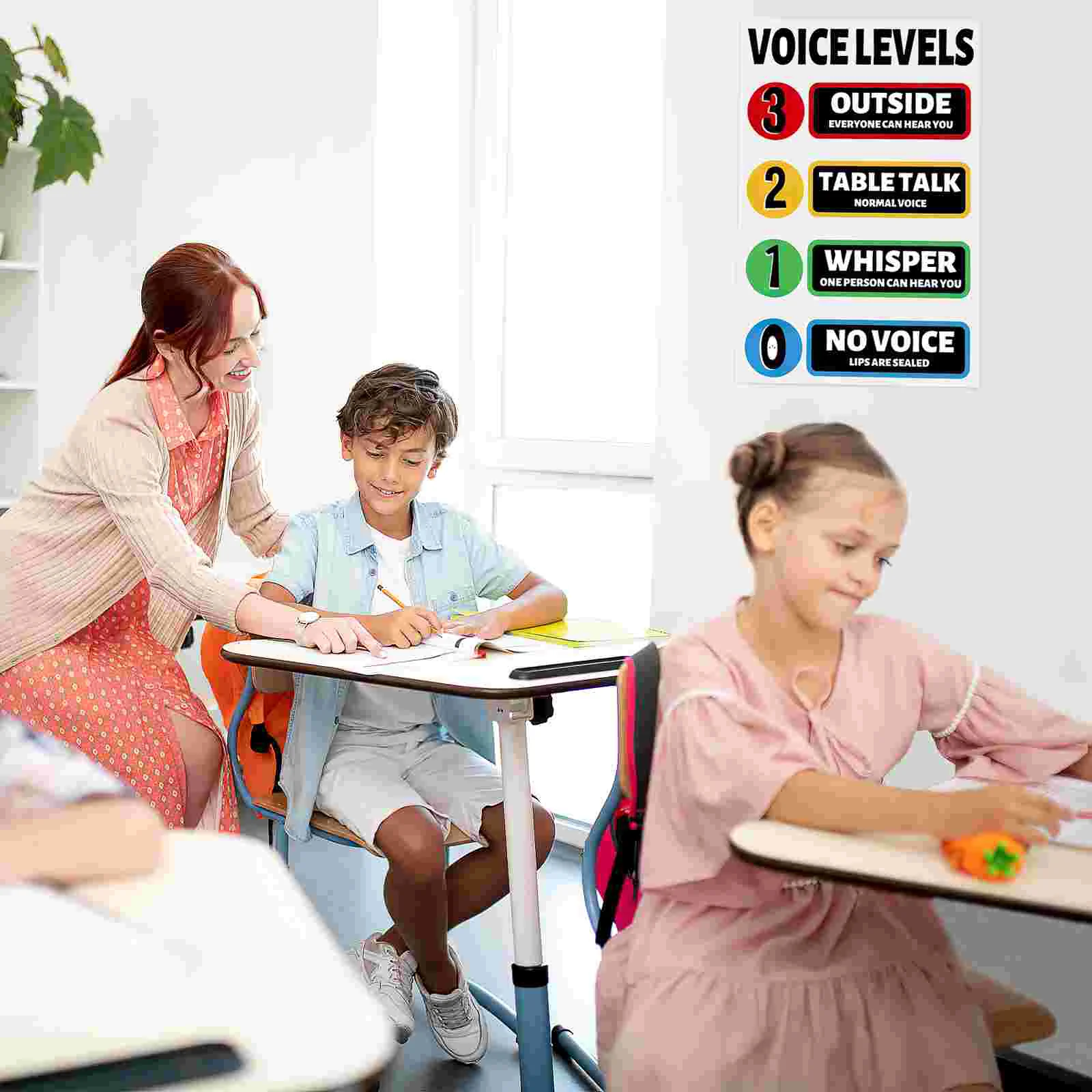 Noise Level Wall Sticker Classroom Must Haves Reflective Voice Poster White Glue (pvc) Stickers Posters Elementary Work