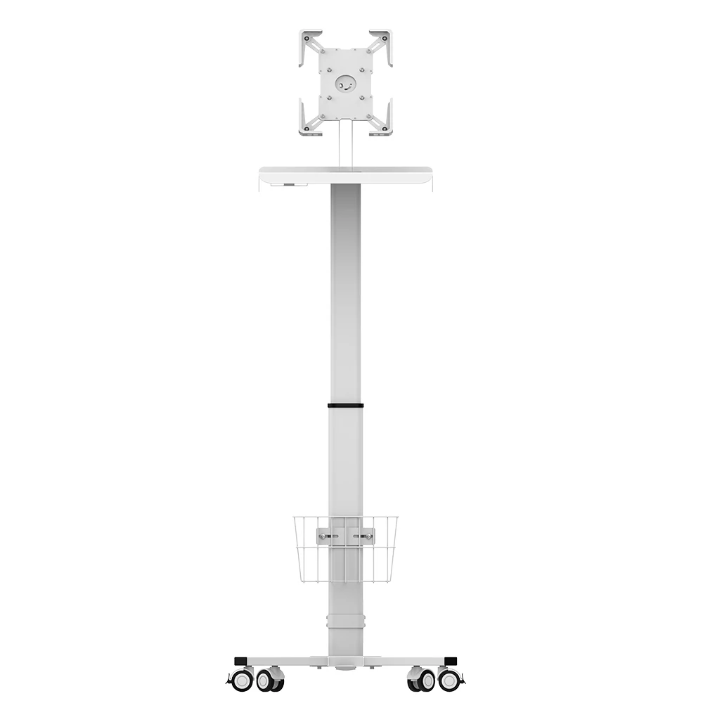 Medial utility cart with wheels, Mobile Medical Trolley with Gas Spring Lift, Designed to accommodate a battery-powered tablet