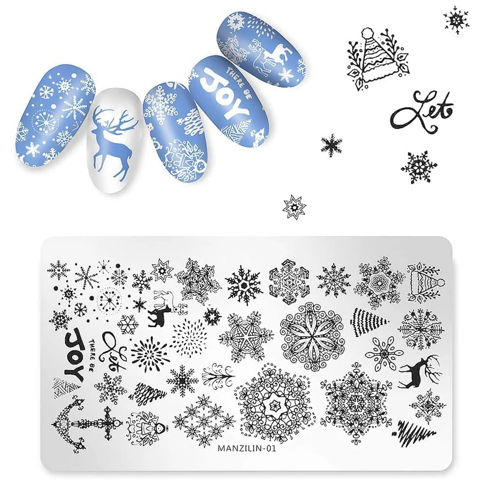 5 Pcs Manicure Christmas Nail Plate Stamping Plates Xmas Toenails Template Stencils