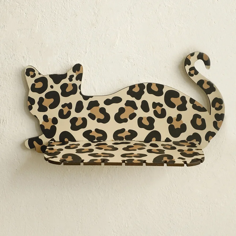 Creative Wooden Animal Leopard Print Wall Shelves Crystal Display Stand Storage Jewelry Storage Rack Room Living Room Wall Decor