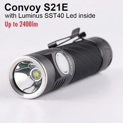 Convoy-強力なLED懐中電灯s21e,sst40,21700ルーメン,フラッシュ,タイプc,充電式,キャンプ用,フラット