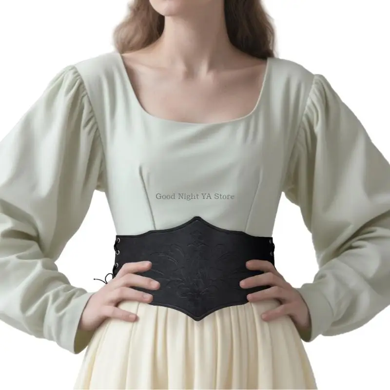 حزام مشد قابل للتعديل من جلد البولي يوريثان، حزام مشد للخصر للارتداء اليومي والمناسبات الاجتماعية، إكسسوار أزياء الهالوين