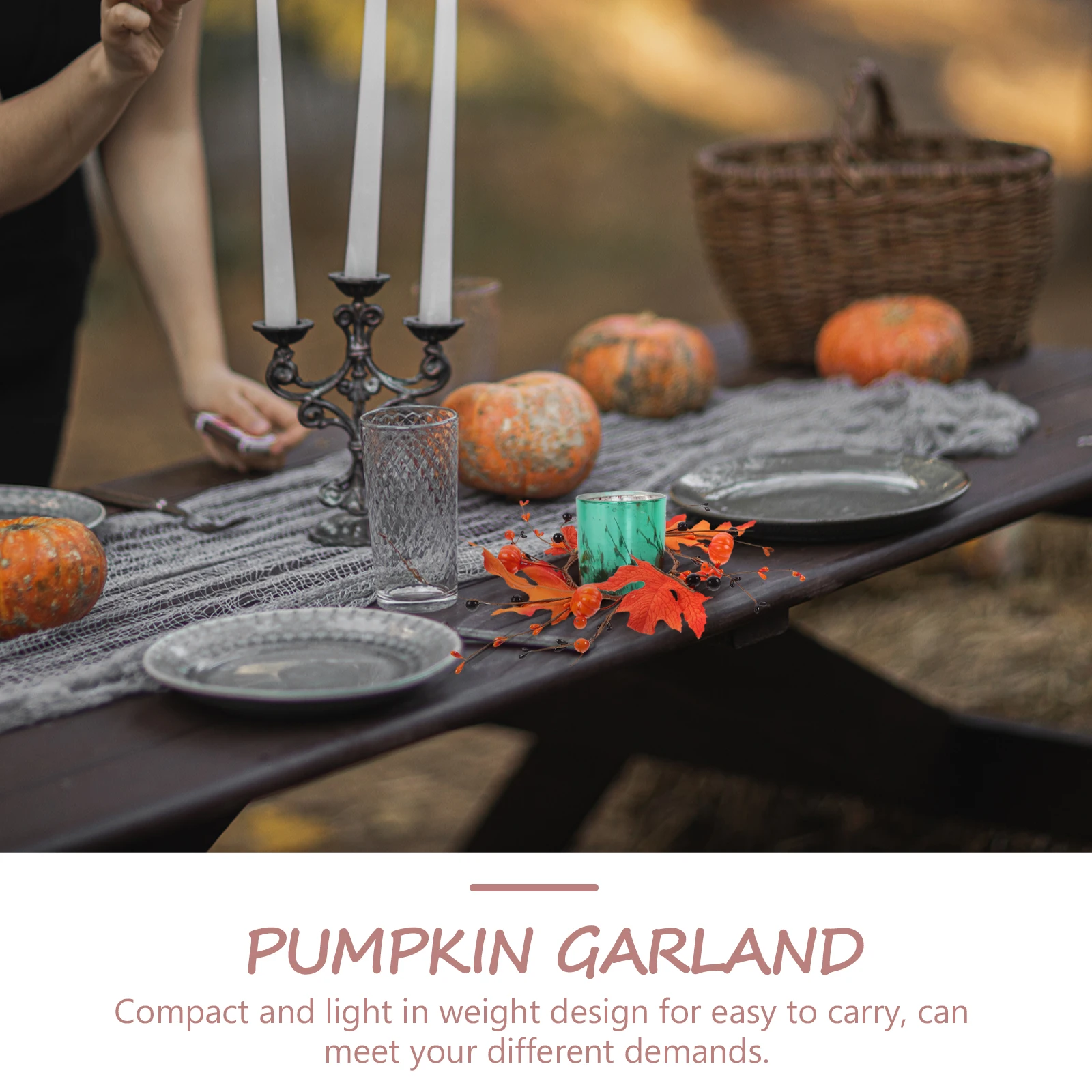 

Artificial Maple Leaf Ring With Fake Berries Fall Wreath For Pillars Tabletop Decor Thanksgiving Centerpiece Party