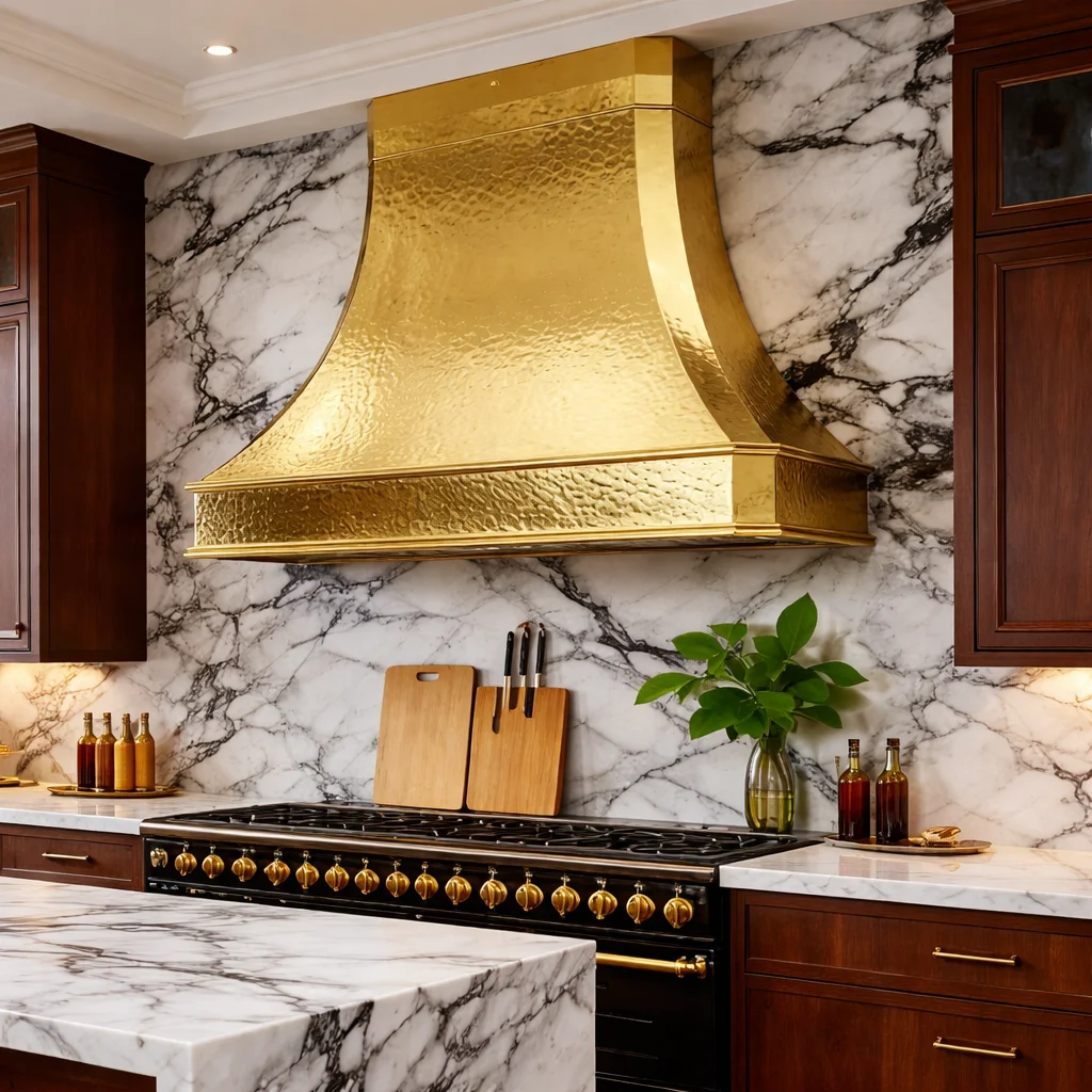 Custom Brass Bell Ventilated Range Hood, 1200 CFM Wall Mounted Luxury Kitchen Range Hood