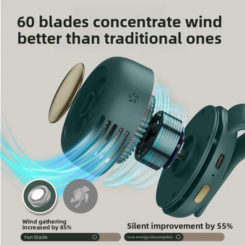 USB Mini Portable Fan Bladeless Handheld Clip on Waist Wearable Personal Cooling Fan for Outdoor Travel Office Camping Hiking
