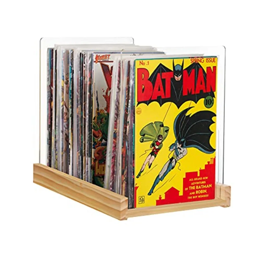 

Patented Comic Book Storage Holder Wooden and Acrylic Display Box/Case for Collectors Organizer for Comics Magazines and Books