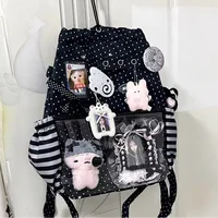 Mochila con cordón de lunares, bolso de hombro de capa transparente de gran capacidad, bolso cruzado de viaje diario para mujer estilo Anime bonito