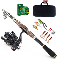 Fishdrops Fishing Rod Combos with Telescopic Fishing Pole and Spinning Fishing Reel Lure Fishing Line Fishing Parts