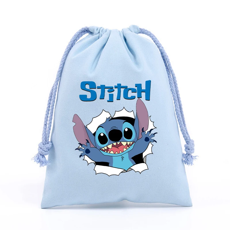 Cute Stitch Drawstring Pockets Kawaii Disney Cartoon Storage Bags Boys Girls Tote Bag Kids Sports Travel Bags Children Handbag