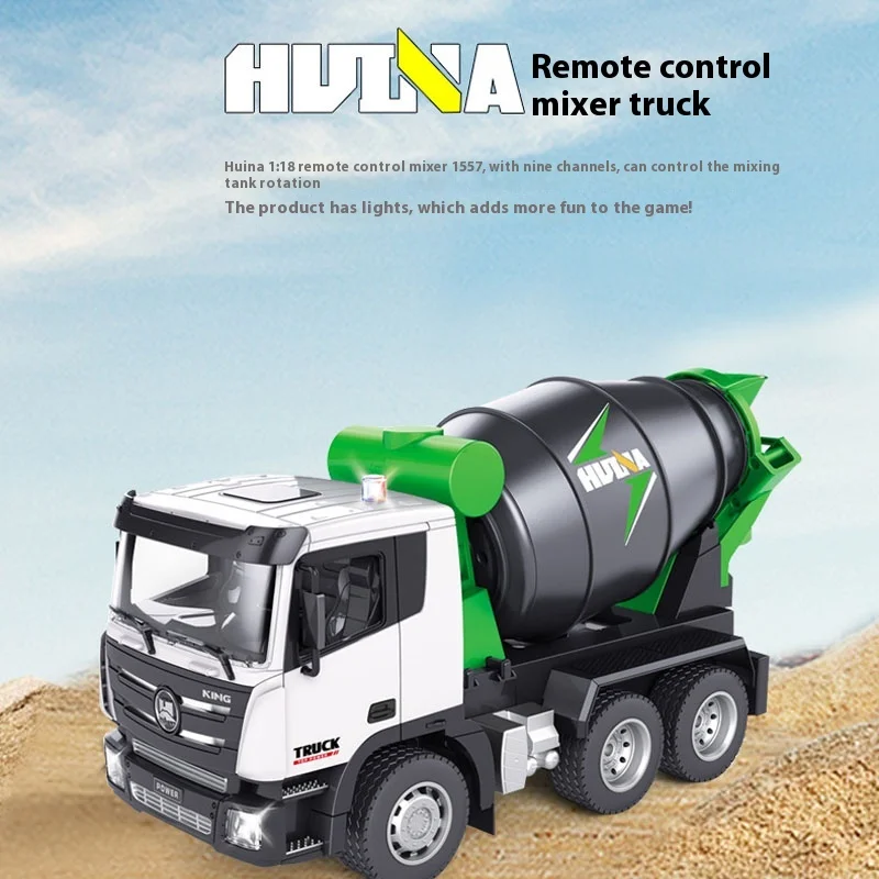 

Huina 1:18 Nine Channel 1557 Remote Control Mixing Truck Engineering Vehicle Electric Remote Control Toy Engineering Vehicle Mod