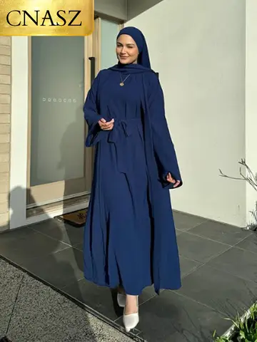 Nuevo conjunto de invierno para mujer musulmana, ropa islámica, conjunto Hijab femenino, Abayas turcas, caftán marroquí, bata paquistaní, vestido modesto Eid