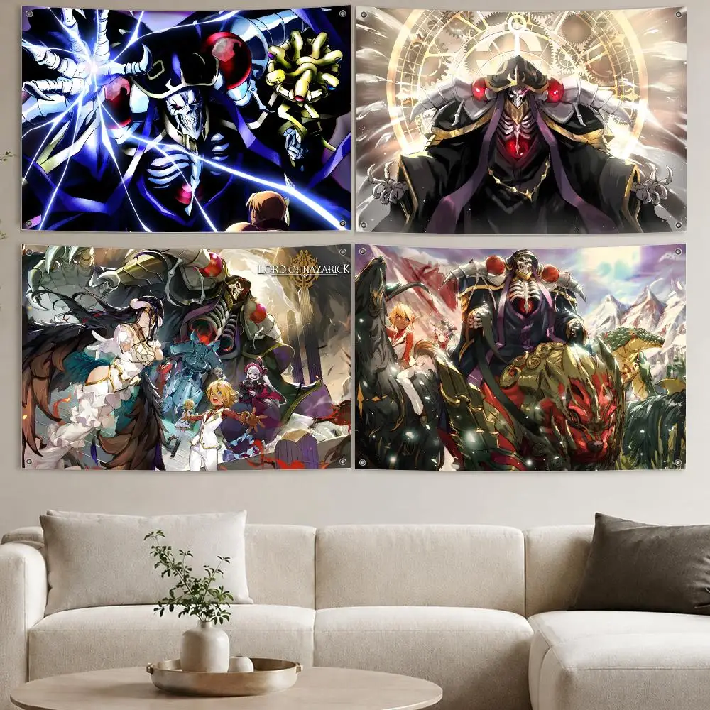 Anime O-Overlords A-Albedo Flags Aesthetic Wall Tapestry Printed Wall Hanging Living Room Party Outdoor Decor
