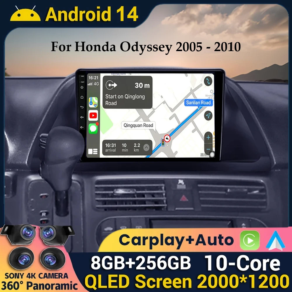 

Android 14 Carplay Auto для Honda Odyssey 2005 2006 2007 2008 2009 2010 Автомобильный радиоприемник Видео Стерео GPS Мультимедийный плеер WIFI 4G DSP