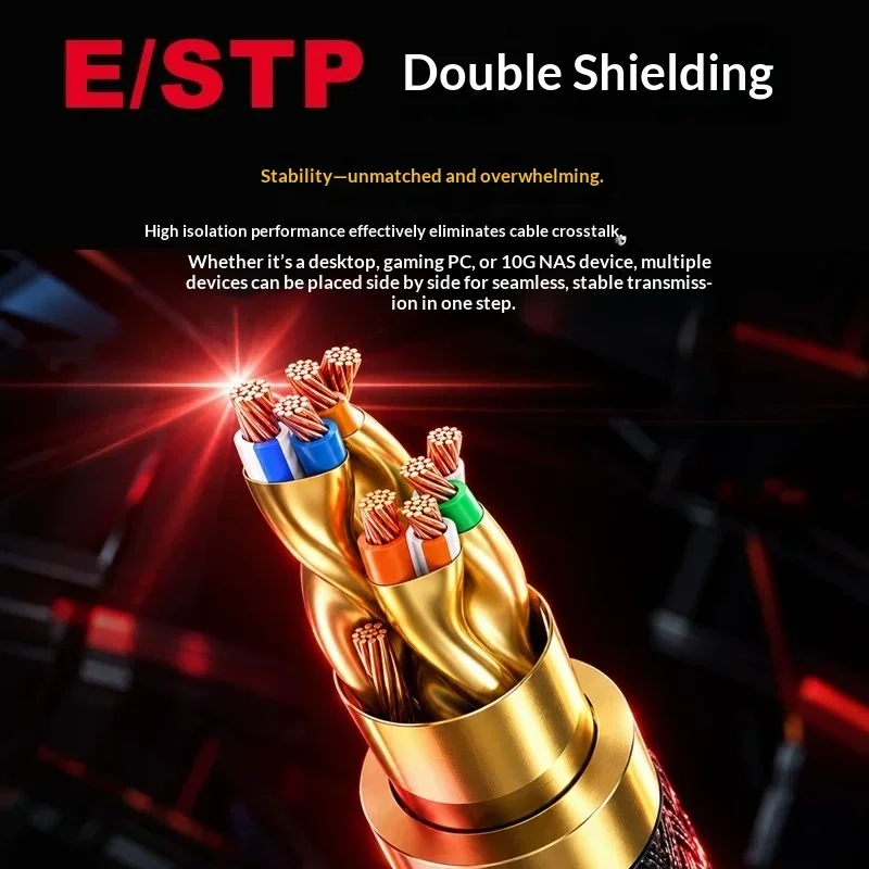 ROG ZOOM CAT8 Gaming Ethernet Cable 40Gbps 2000MHz E/STP Shielded High Speed Network LAN Cable  1.5M 3M