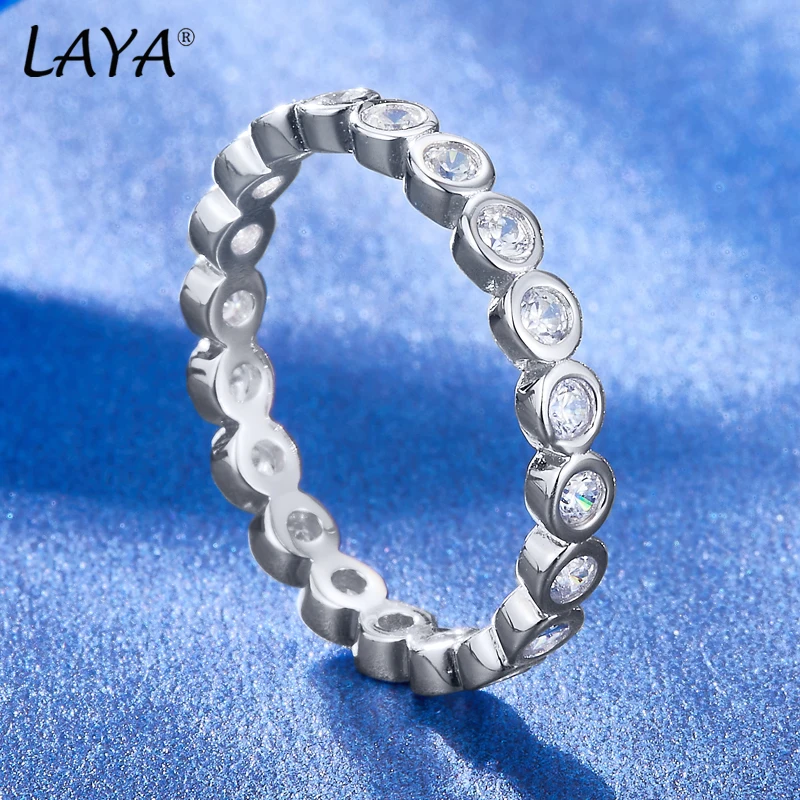 LAYA 925 Sterling Silver Shining Zircon Finger Ring for Women Trendy Ins style Fashion Dazzling CZ Stone Fine Jewelry Gift