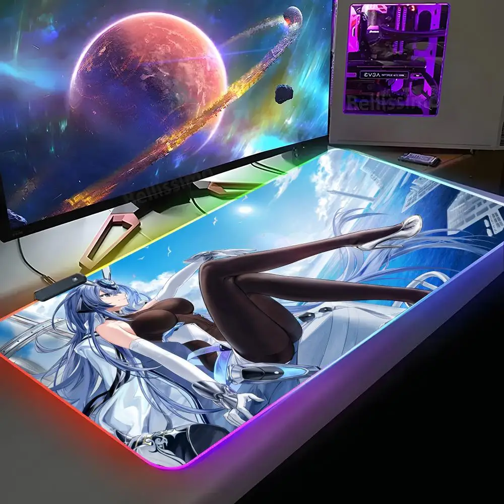 

Game Azur Lane Mouse Pad XXL RGB Gaming Mouse Pad HD Gamer Large LED Light MousePads PC Carpet With Backlit