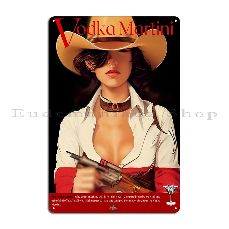 Vintage Vodka Martini Cowgirl Alcoholic Bevarages Devilishly Dry Moscow Mule Martini Liquor Metal Sign Printed Tin Sign Poster