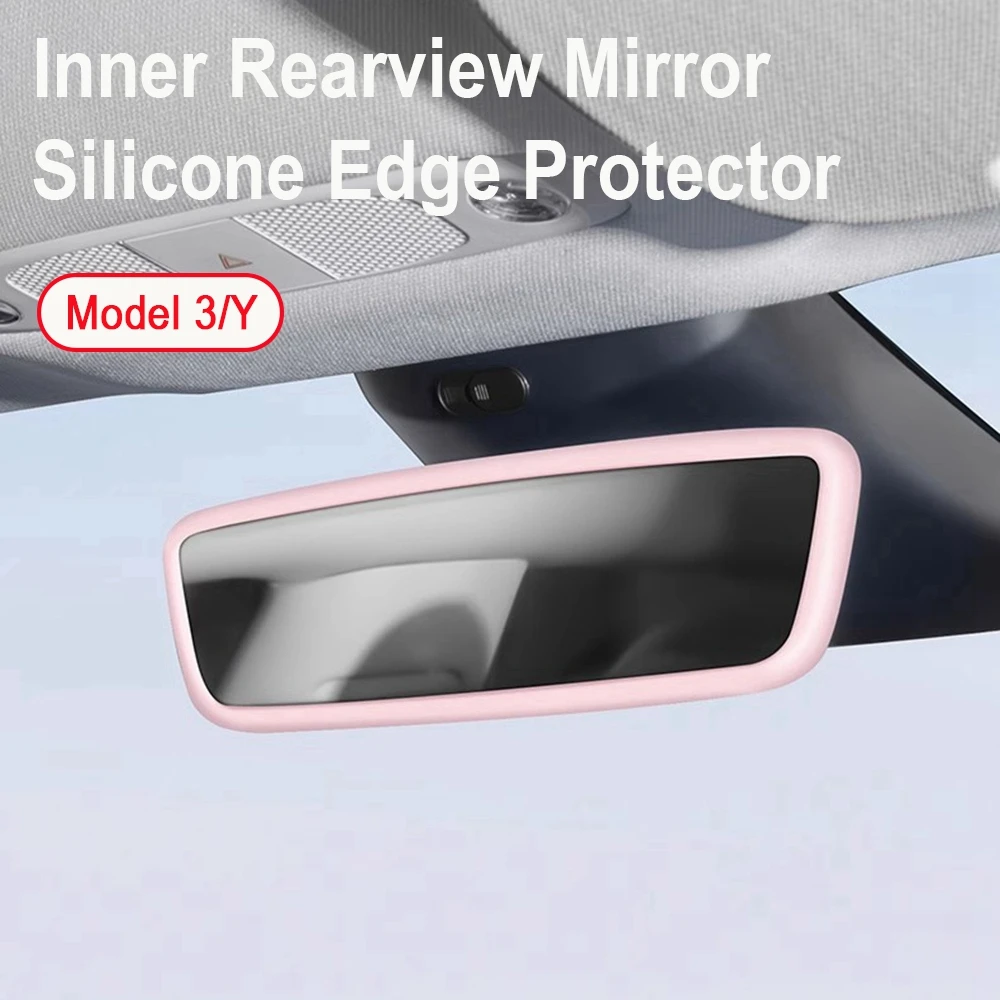 Rear View Mirror Protector Frame Cover For Tesla Model 3 Y YL Juniper 2026 2025-2020 Center Console Rearview Trim Silicone Trim