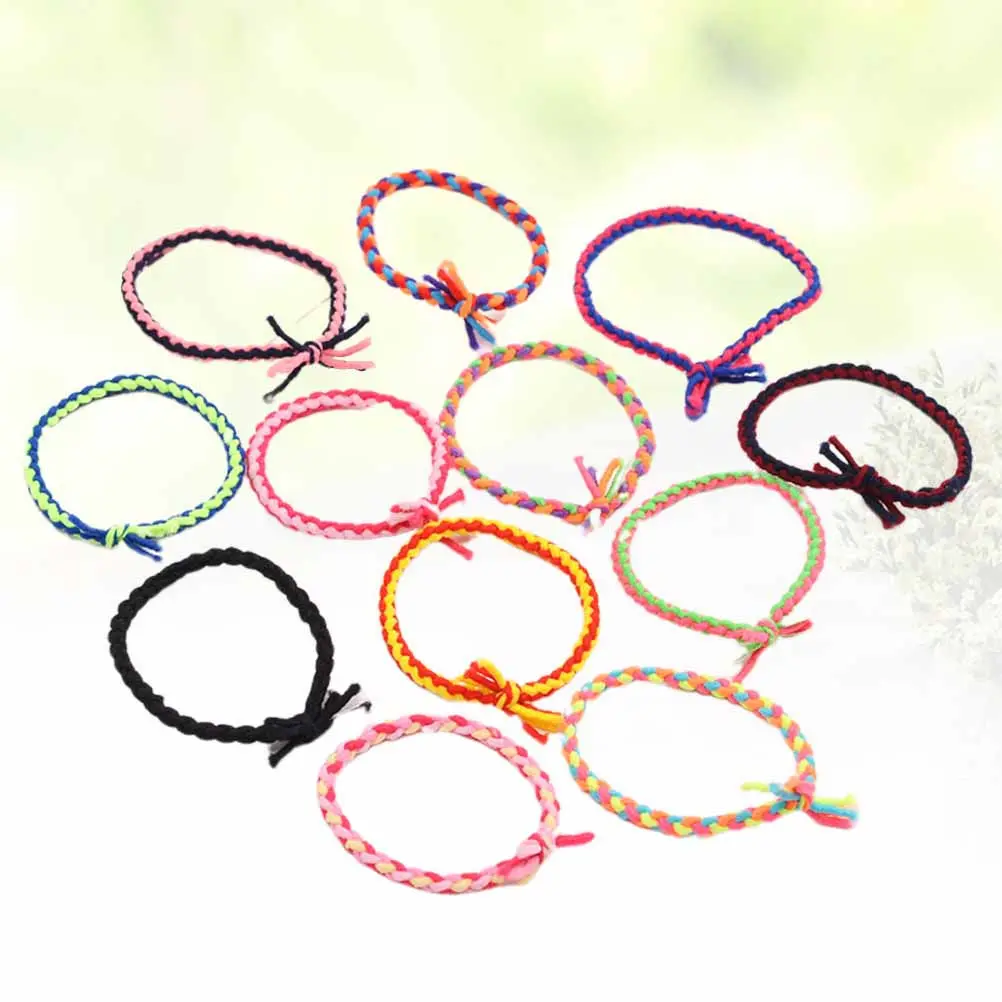 

100pcs Handmade Woven Ring Multi-Color Hair Tie For Women Size M Mixed Hair Band Rope Headdress Tool Accessories
