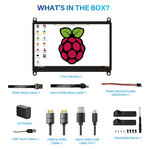 라즈베리 파이 4 3 모니터 터치 스크린, DIY PC 컴퓨터 디스플레이, 1024 × 600 HDMI, RasPi 4 3 B + 오렌지 윈도우 10 8 7, 7 인치 