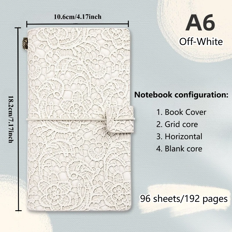 Travel Notebook, Vintage European Lace Carving, A6 Ledger, Diary, Planner, Journal Notebook,  A6 Binder - view 4