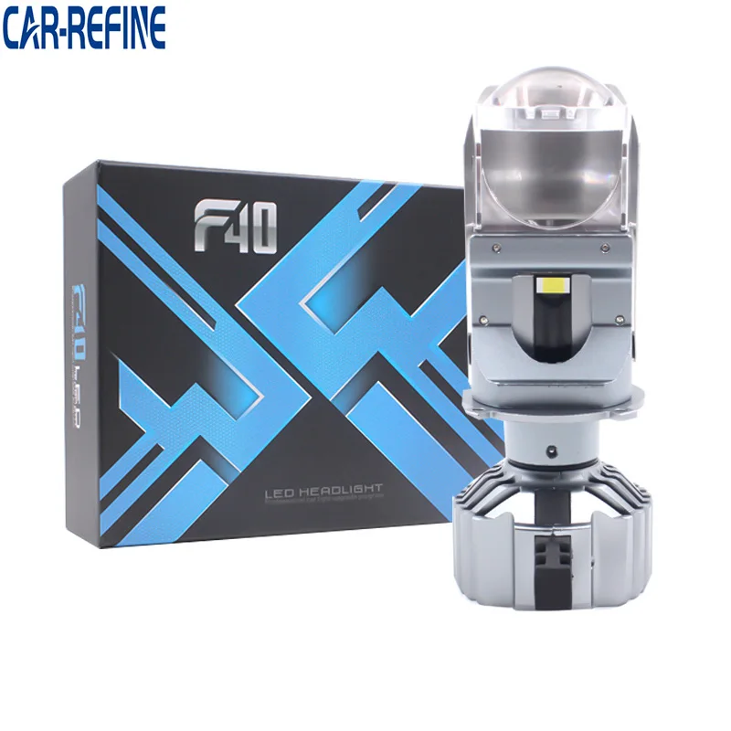 2PCS F40 H4 LED Projector Lens 80W 10000LM H4 9003 Headlight Bulb for Car LED Auto Headlight 6000K White Fog Lamp Hi/Lo Beam 12V