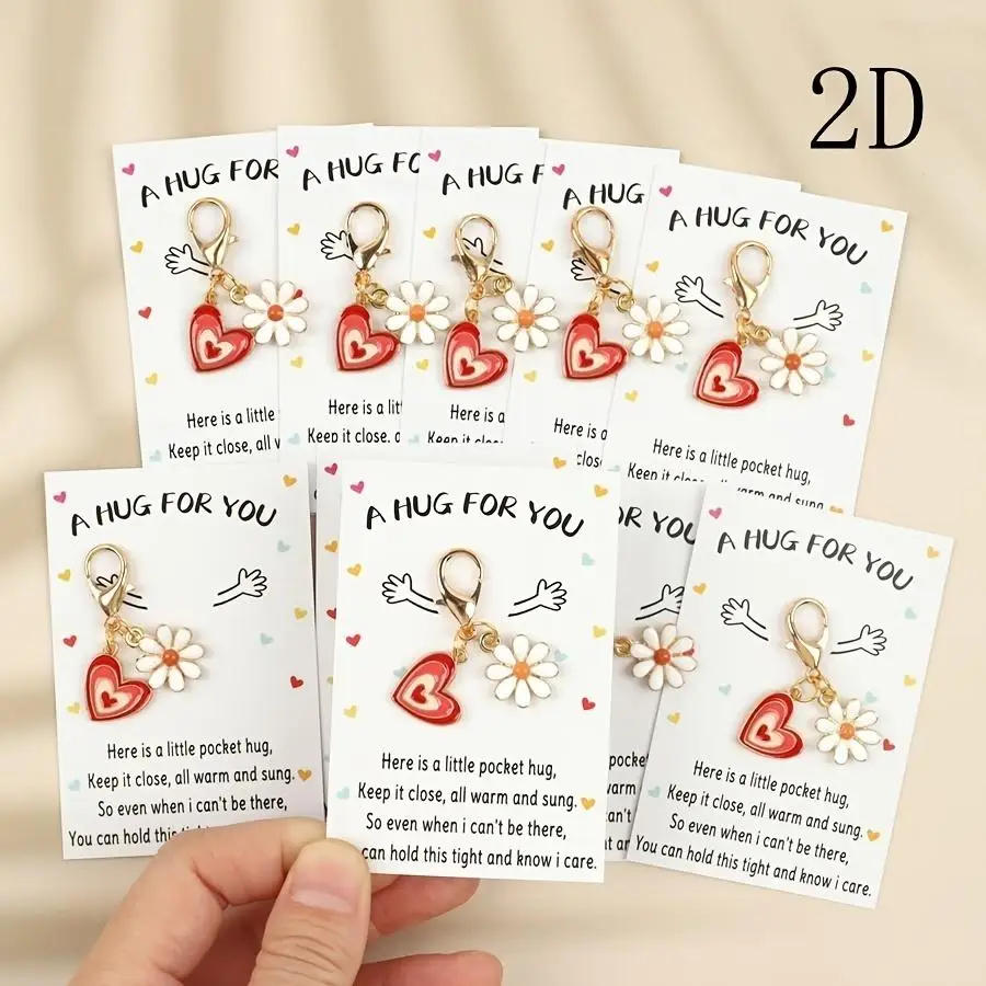 1/5/10/20/50/100pcs Gift for Her/Him s Mini Heart and Flower Keychains, with Thank-you Cards Included, Creative Couple's Gift, C