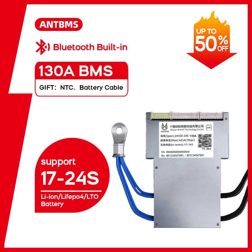 

ANT BMS 17S 18S 19S 20S 21S 22S 23S 24S for Li-ion Lifepo4 LTO Battery smart bms 48V 60V 72V 130A 325A smart balance board BT