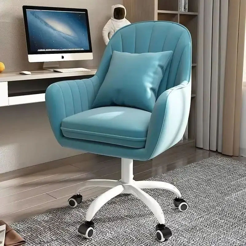 

Velvet Upholstered Ergonomic Office Chair Height Adjustable Swivel Computer Armchair for Bedroom Home Use