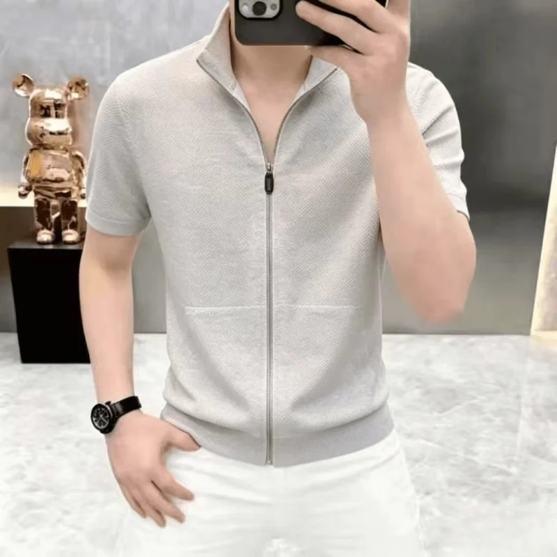 2026 Summer New Style Men's Luxury Lightweight Breathable Old Money Style Short-Sleeved T-Shirt Casual Fashion Trend Versatile