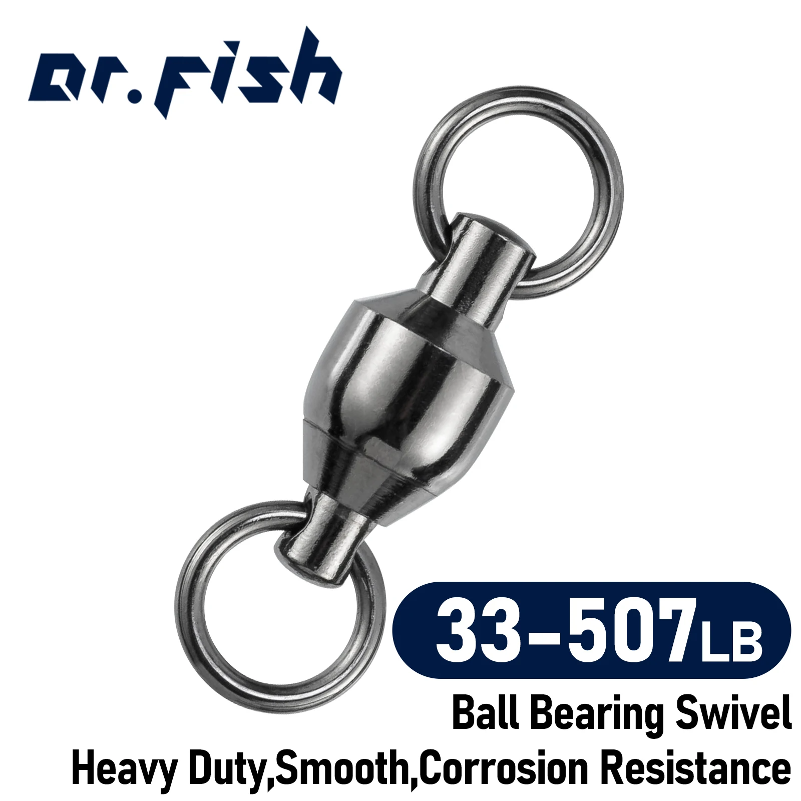 

Dr.Fish 10pcs Heavy Duty Fishing Swivel Saltwater Solid Ring Stainless Steel Ball Bearing Rolling Fishing Hook Lure Connector