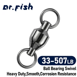 Dr.Fish 10pcs Heavy Duty Fishing Swivel Saltwater Solid Ring Stainless Steel Ball Bearing Rolling Fishing Hook Lure Connector
