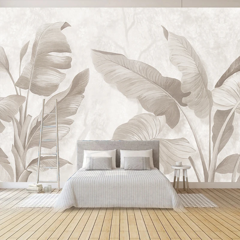 Modern Decor Wallpaper Custom Photo Mural Nordic Style 3D Hand-painted Leaf Pattern Background Wall Covering Living Room Bedroom