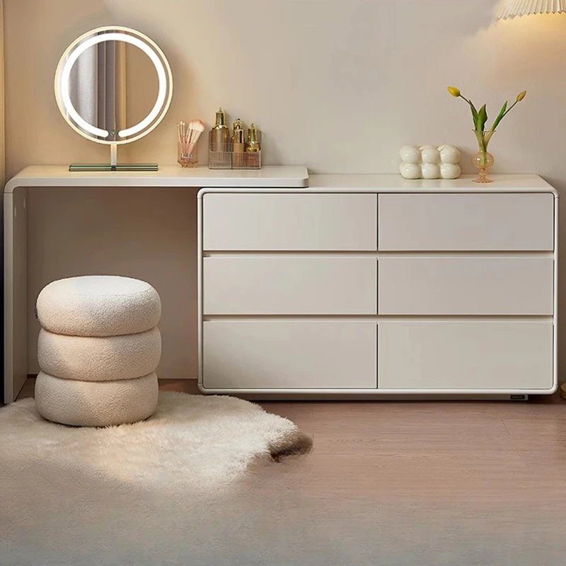 

Bedroom Storage Cabinet Furniture Luxury Makeup Chair White Dresser Vanity Table Desk Light Mirro Penteadeira Camarim Nordic