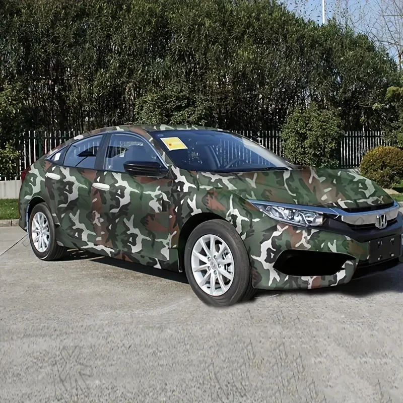Woodland Camouflage Pattern Wrap Air-Release Adhesive Film Sheets DIY Motorbike Car Sticker Decal view 4