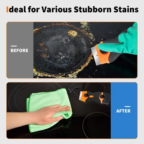 Rakbladsskrapa, klistermärkesborttagare Rengöringsskrapa för färg, dekaler, lim, etiketter, fogmassa, glasskrapa för fönsterhäll 10 best sales skrapblad - №1