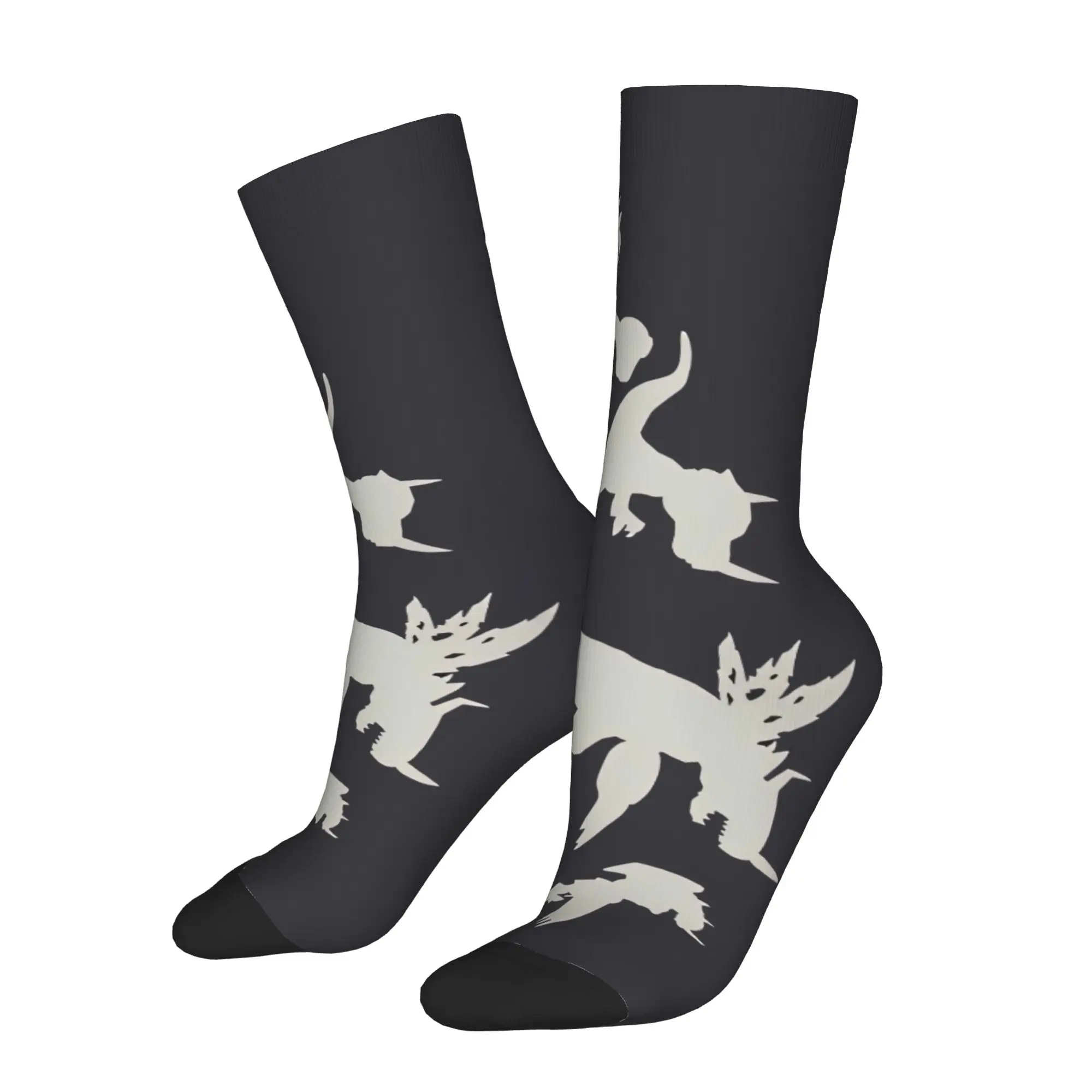 Funny Sock BANDAI Digimon Agumon Evolution shadow Vintage Quality Pattern Printed Men Socks Casual Men's Socks