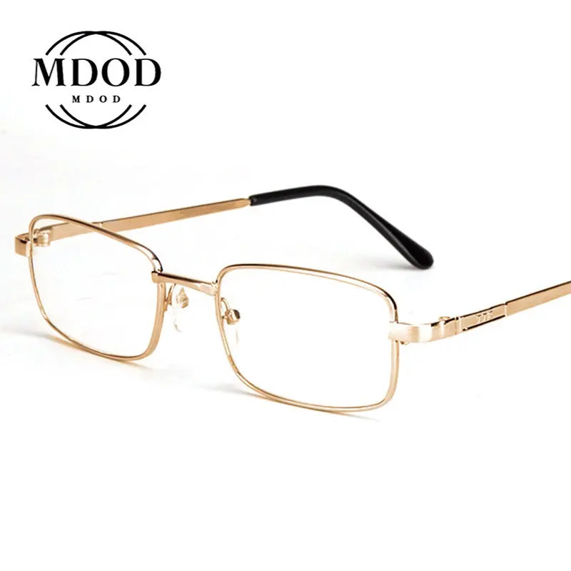 Retro Reading Glasses Men Square Metal Frame Real Glass Lens Anti-Scratch Presbyopic Eyewear Women Eyeglasses +1.0 To +4.0 Gafas