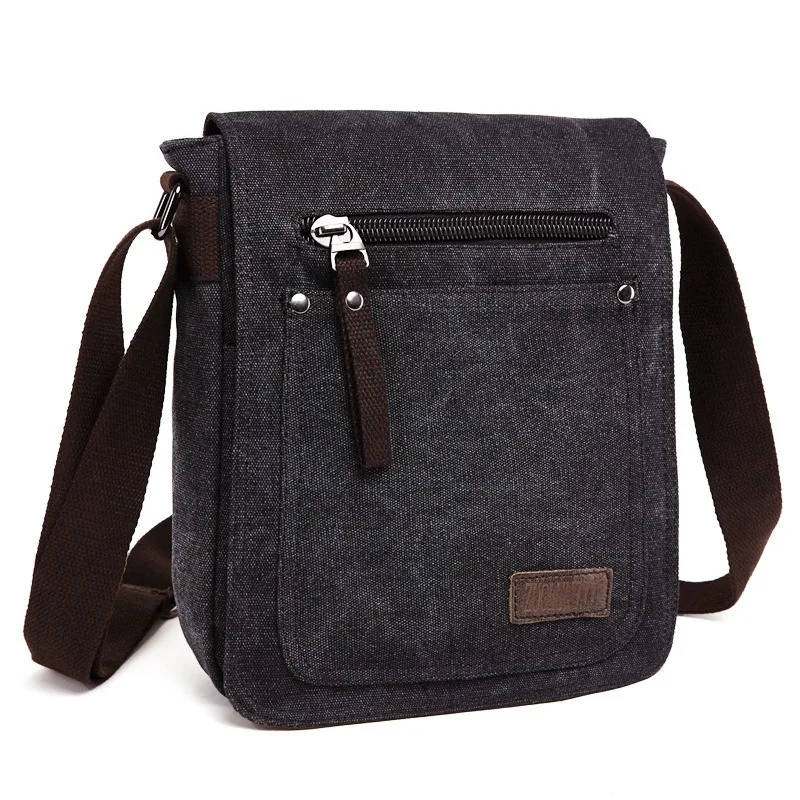 

Nesitu High Quality Vintage Casual Blue Black Coffee Khaki Small Durable Canvas Women Men Shoulder Messenger Bag M8572