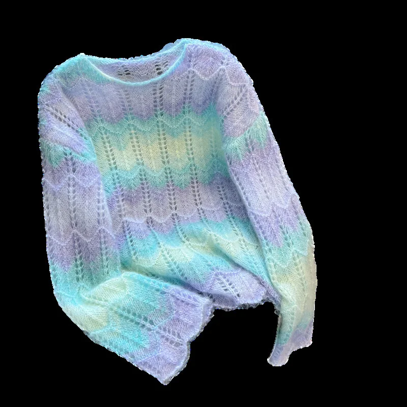 Pull en tricot fin nickel é pour femme, pull paresseux brossé, pull arc-en-ciel Amissié, document, début du printemps, 2023