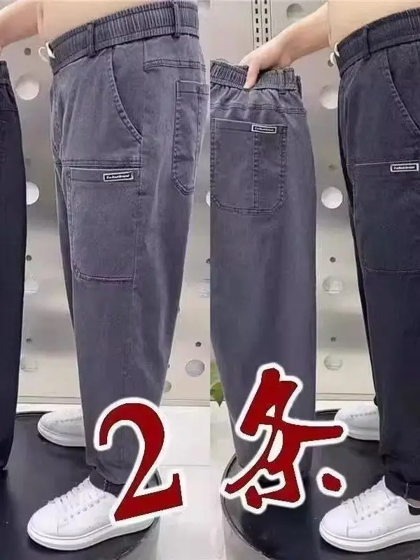 

Мужские повседневные свободные брюки-карго на весну-осень, большие размеры, с эластичным поясом, износостойкие, удобные, универсальные