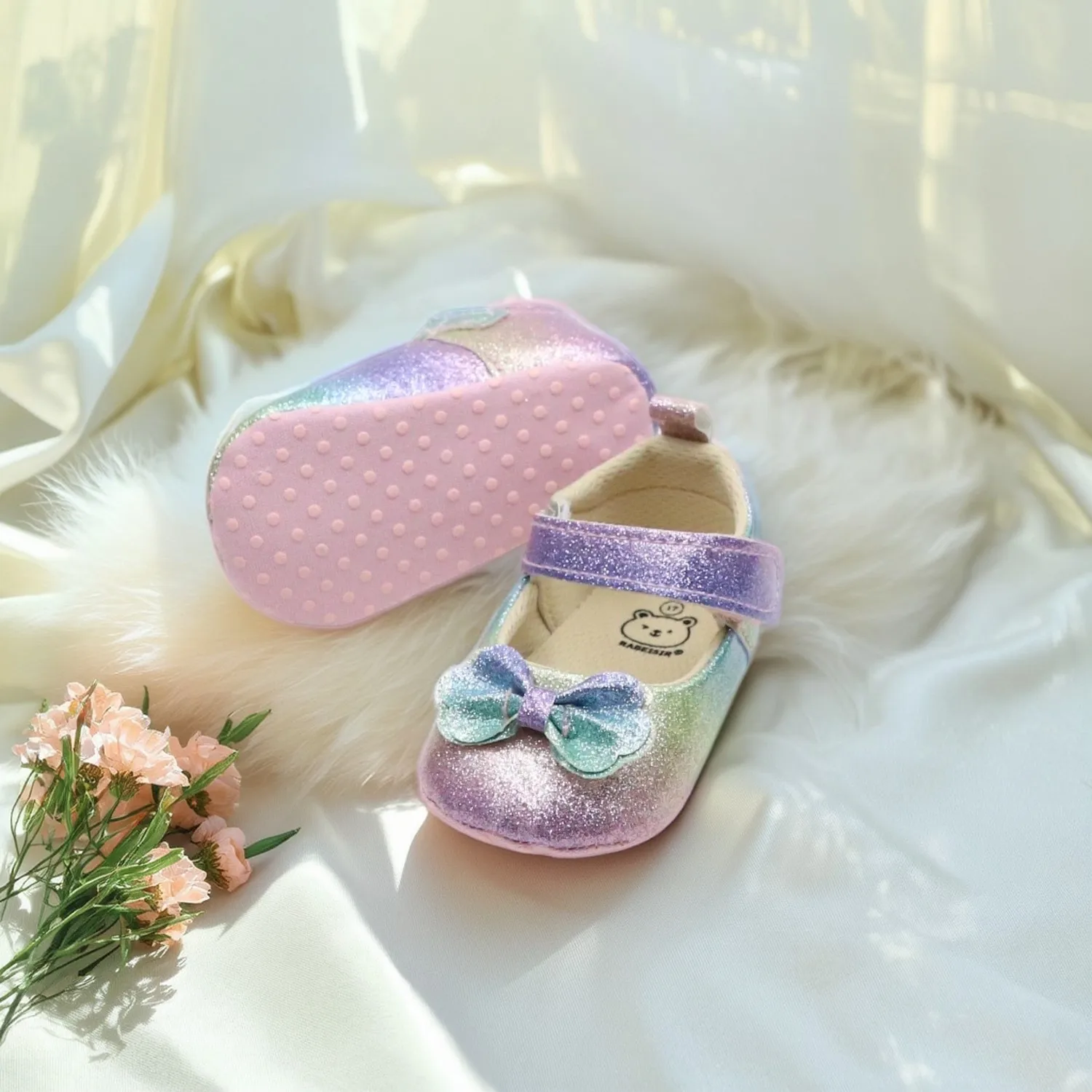 Sapatos de bebê sapatos de princesa 0-1 ano de idade sapatos de caminhada sola macia antiderrapante 0-6-12-18 meses